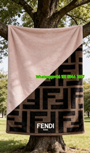 Fendi Pink & Brown Diagonal Split FF Monogram Flannel Sofa Throw Blanket IMG_9381